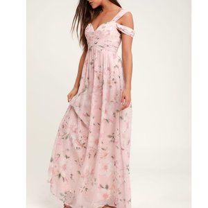 Lulu's Make Me Move Floral Blush Maxi Dress Large